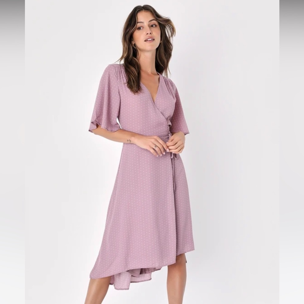 Lulus Farah Mauve Print Midi Dress